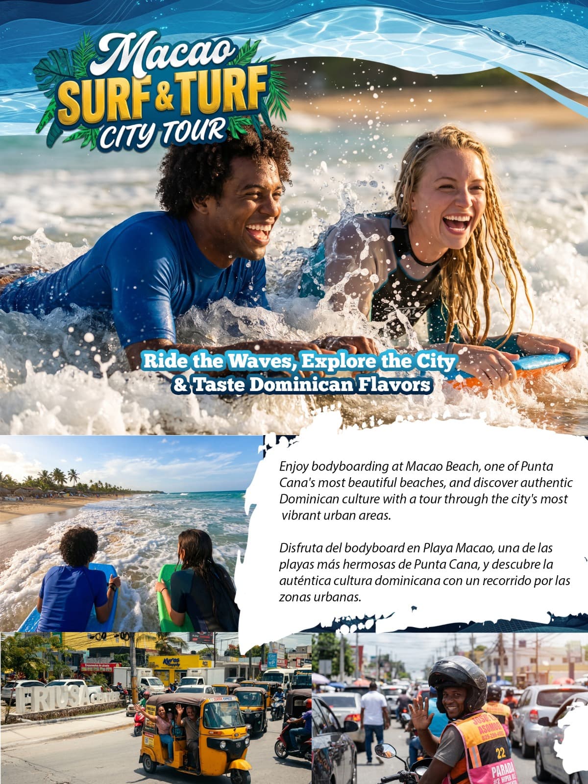 Macao Surf and Turf beach and city experience flyer